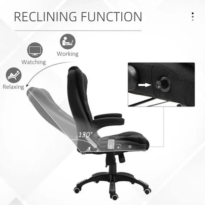 Black Executive Reclining Chair with Heating Massage Points for Comfort and Style