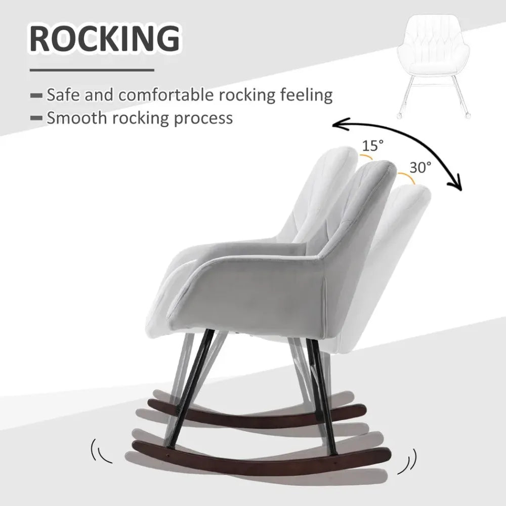 Modern Rocking Chair – Steel Frame with Sponge Padding for Home Office – Grey