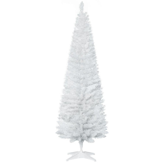 1.8m (6ft) Slim White Artificial Pine Pencil Christmas Tree - 390 Branch Tips