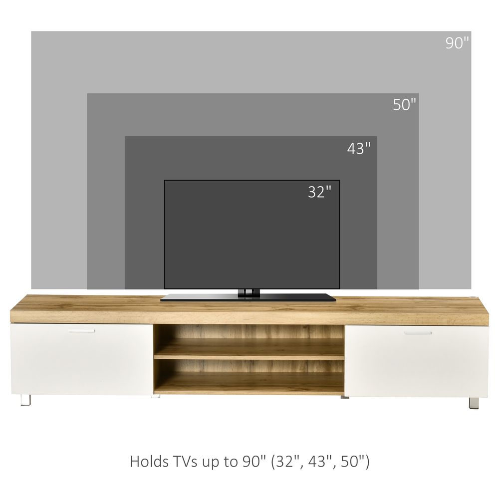 Light Brown Modern TV Unit with Cabinet Shelf for Living Room