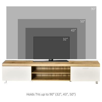 Light Brown Modern TV Unit with Cabinet Shelf for Living Room