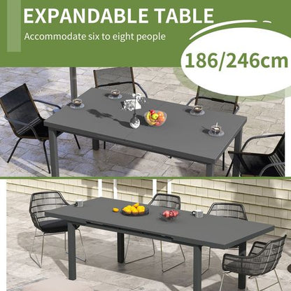 Extendable Garden Table for 6-8: Stylish Aluminium Outdoor Dining