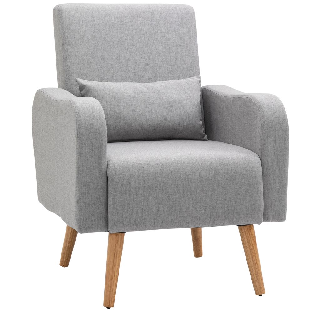 Nordic Leisure Lounge Accent Chair with Pillow, for Bedroom, Grey