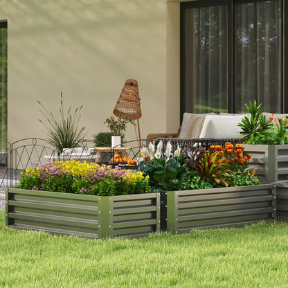 Steel Raised Garden Bed Planter Box Set - Durable & Chic Grey Duo