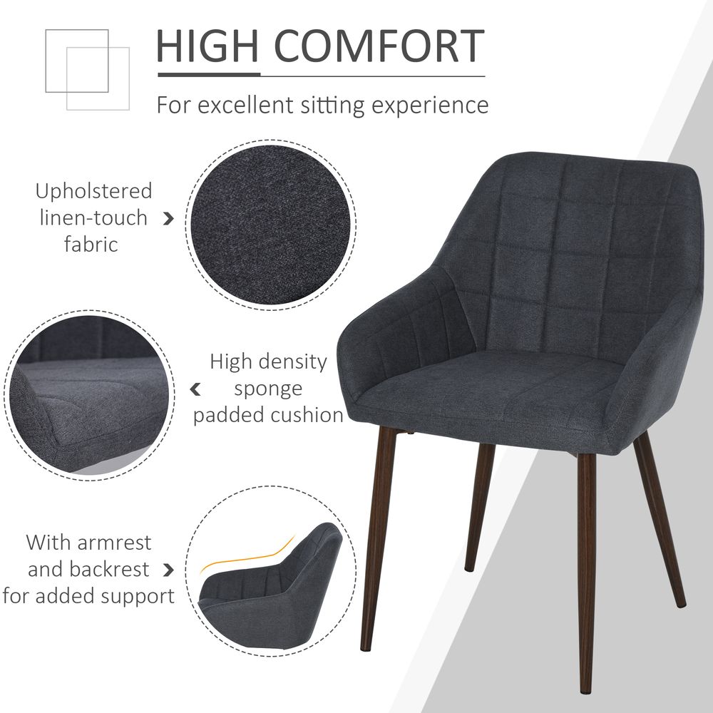 Pair of Dining Chairs with Sponge Padding and Metal Legs for Home Office Use