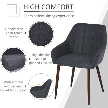 Pair of Dining Chairs with Sponge Padding and Metal Legs for Home Office Use