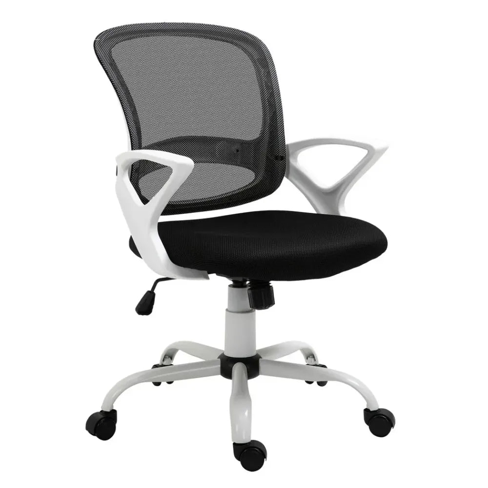 Black Mesh Home Office Chair with Lumbar Support, Armrests and Swivel Function