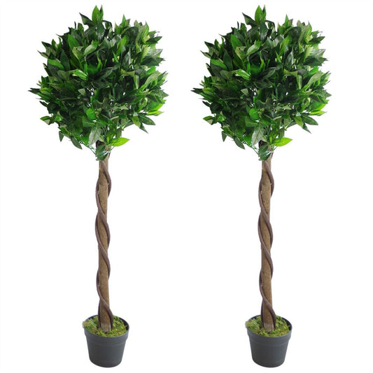 Twisted Stem 120cm Artificial Topiary Bay Laurel Ball Trees for Decorative Use