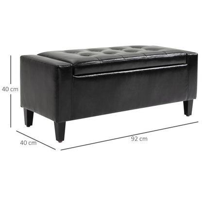 Deluxe PU Leather Storage Ottoman – Bench Footrest Stool with Large Storage