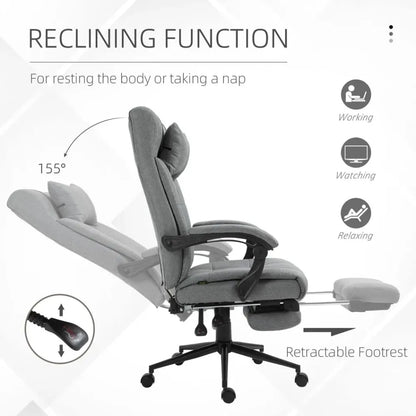 Light Grey Adjustable Height Ergonomic Office Chair with Rolling Swivel and Armrests