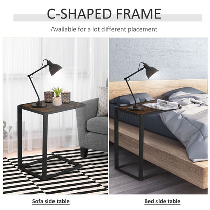 Brown Steel Frame C-Shaped Side Table, Modern and Functional