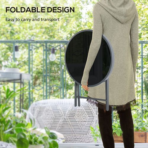 Portable Round Folding Side Table with Elegant Imitation Marble Top