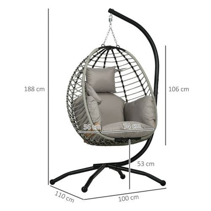 Cosy Hanging Egg Chair with Thick Cushion - Stylish Patio Relaxation