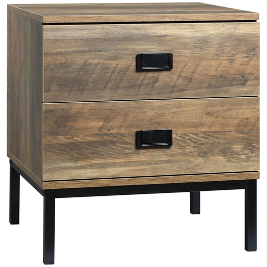 Bedside Table with Metal Frame, Storage Drawer for Bedroom and Living Room Use