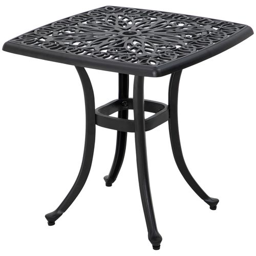 Elegant Cast Aluminium Bistro Table with Umbrella Hole - Black