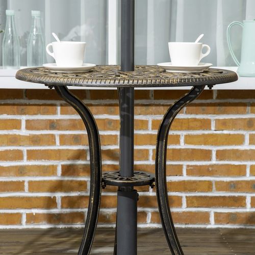 Elegant 3-Piece Cast Aluminium Bistro Set with Parasol Hole for Outdoor Relaxation