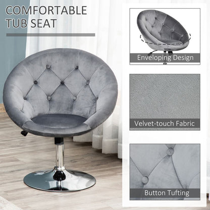 Grey Swivel Dining Height Bar Stool with Adjustable Armless Tub Chair