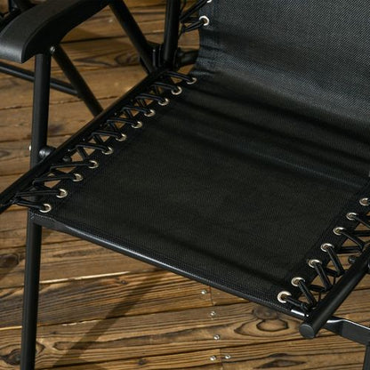 Portable Folding Patio Chairs - Lightweight Black Garden Loungers