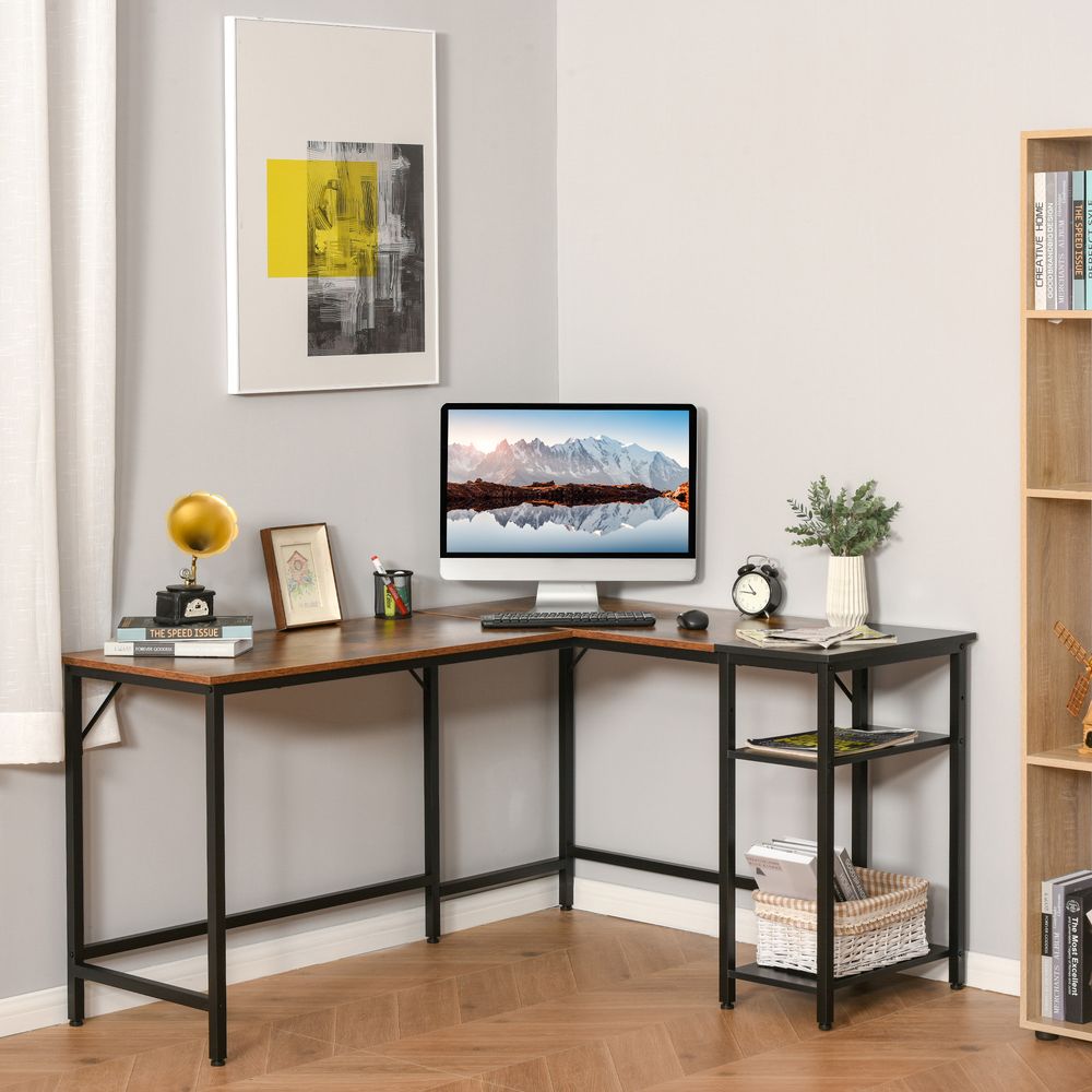 Compact Gaming Workstation Computer Desk with Adjustable Storage Shelf for Flexibility