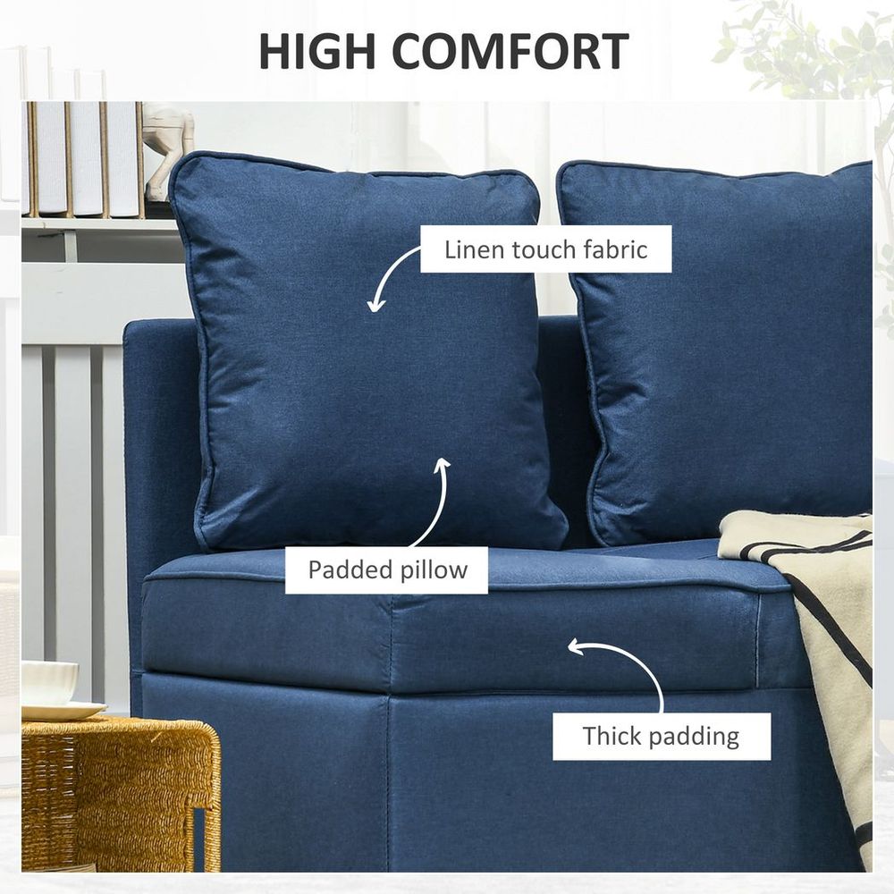 Folding Sleeper Sofa Bed Chair with Pillows and Pocket, Blue