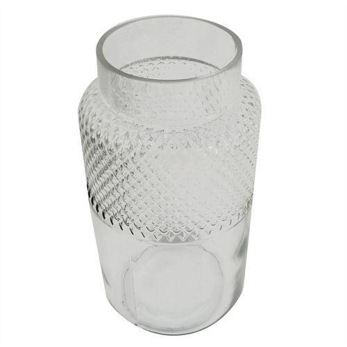 29cm Clear Glass Diamond Vase