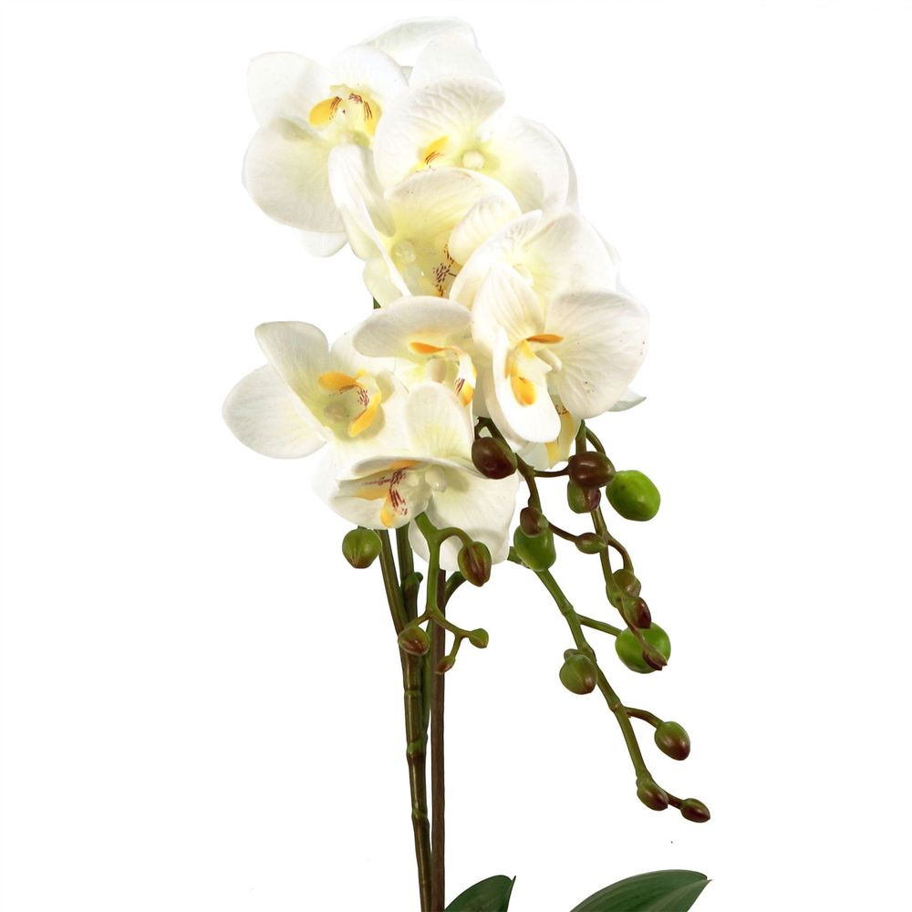 54cm Artificial Orchid Plant in White with Gold Pot for Elegant and Chic Home Decor