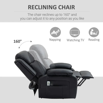 Black Electric Power Lift Recliner Chair with Massage Vibration and Side Pocket for Comfort