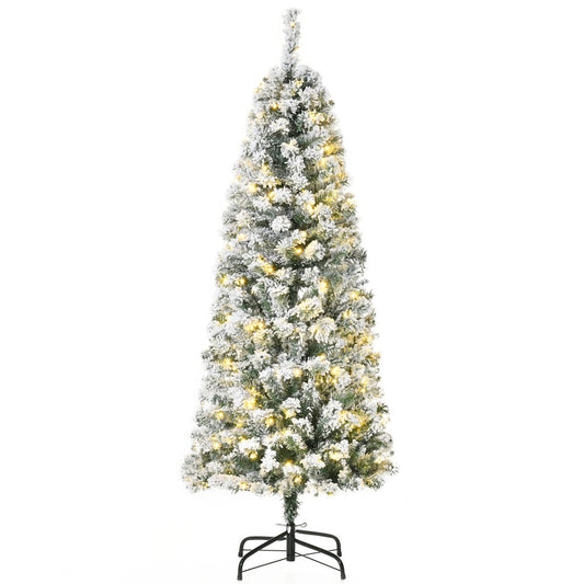 5ft Pre-Lit Snow Flocked Artificial Christmas Tree with Warm LED Lights