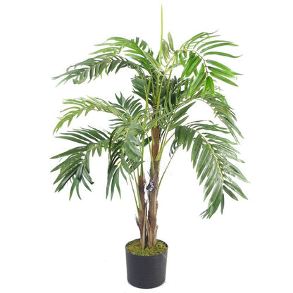 120cm Realistic Palm Tree with Silver Planter - Elegant Home Accent