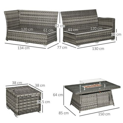 7-Piece Rattan Garden Set & 50,000 BTU Fire Pit: Warmth & Style!