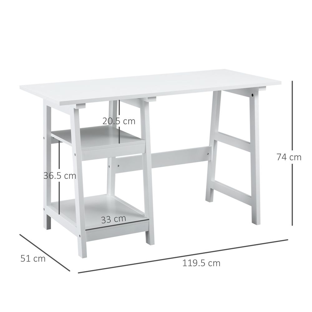 Computer Desk with Storage and Bookshelf, White PC Table Workstation