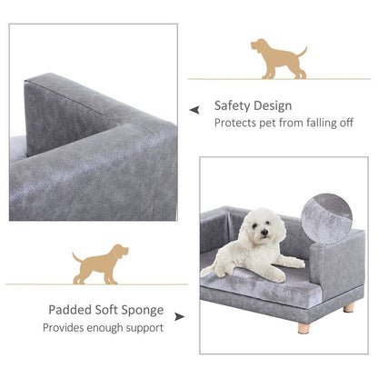 Soft Padded Grey Dog Sofa Bed and Kitten Couch for Small-Sized Dogs, Ideal for Cozy Lounging