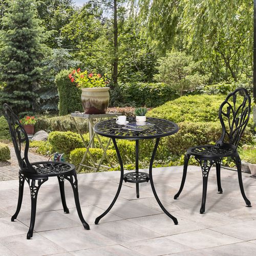 Vintage 3-Piece Cast Aluminium Bistro Set with Umbrella Hole
