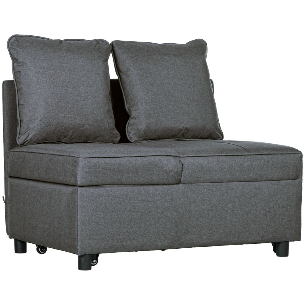 Folding Sleeper Sofa Bed Chair with Pillows and Pocket, Grey