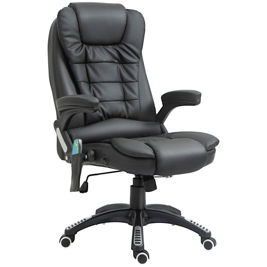 Black PU Leather Executive Office Chair with Massage and Heat Features for Luxurious Comfort