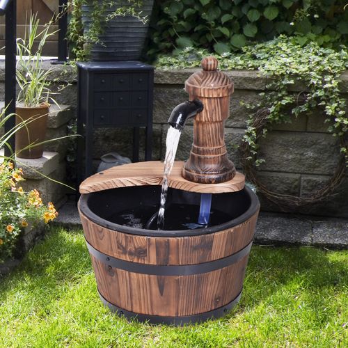 Rustic Barrel Water Pump Fountain - Enchant Your Garden Oasis!