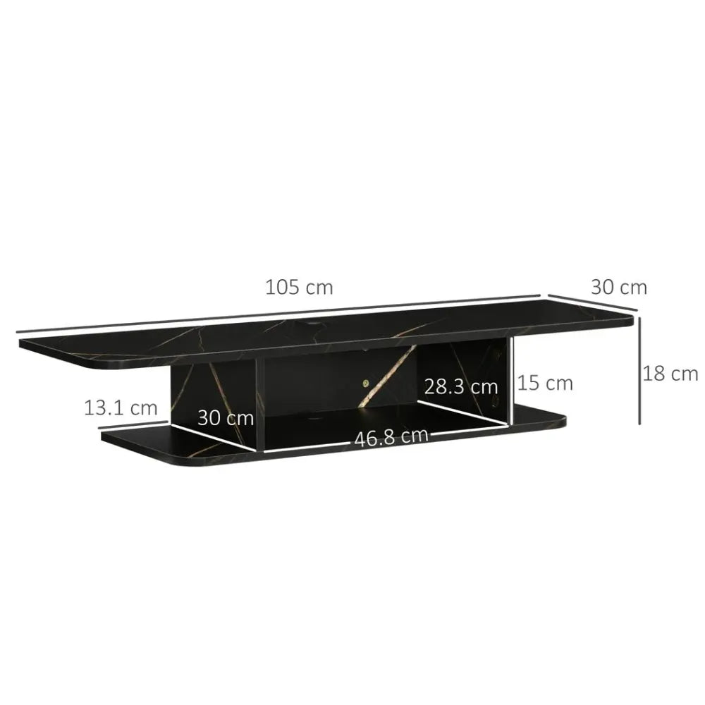 Floating TV Unit Stand – Wall-Mounted Media Console with Storage Shelf – Black