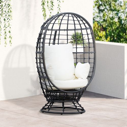 Ultimate Swivel Egg Chair – Stylish Rattan Patio Lounger with Plush Cushion