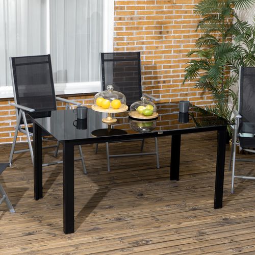 6-Seater Outdoor Patio Dining Table with Elegant Glass Top