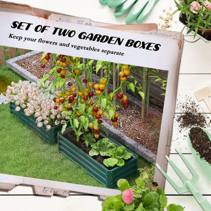 Steel Raised Garden Planter Box Set - Durable & Stylish Green Design