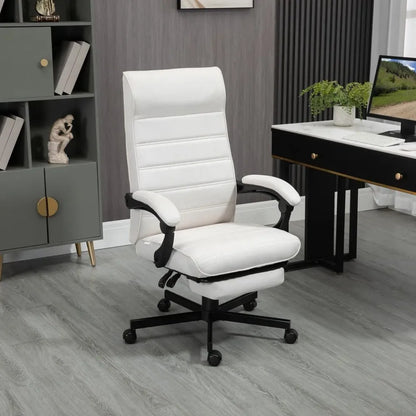 White High-Back Reclining Office Chair for Bedroom, Study, or Living Room Use