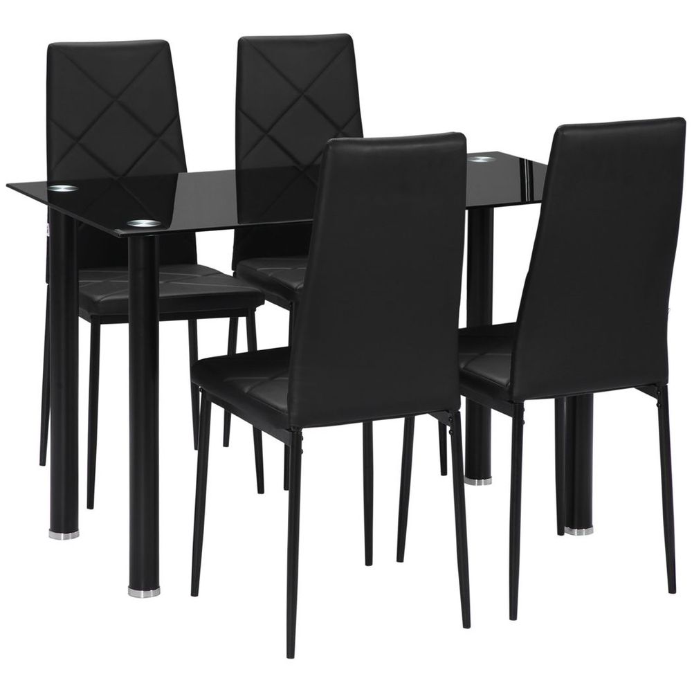 Modern Kitchen Dining Table Set for 4, Includes Chairs with Padded Seats for Comfort