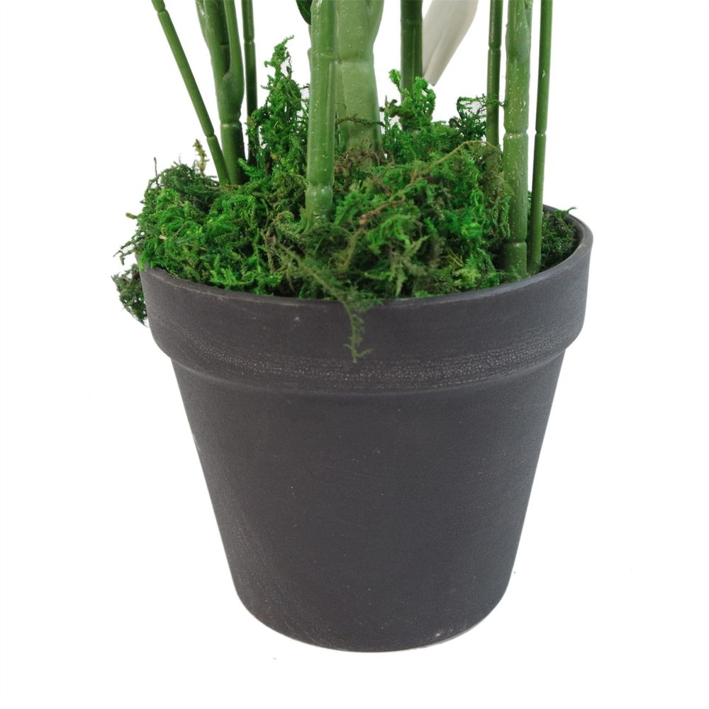 65cm Large Leaf Artificial Bamboo Shrub in Silver Metal Planter