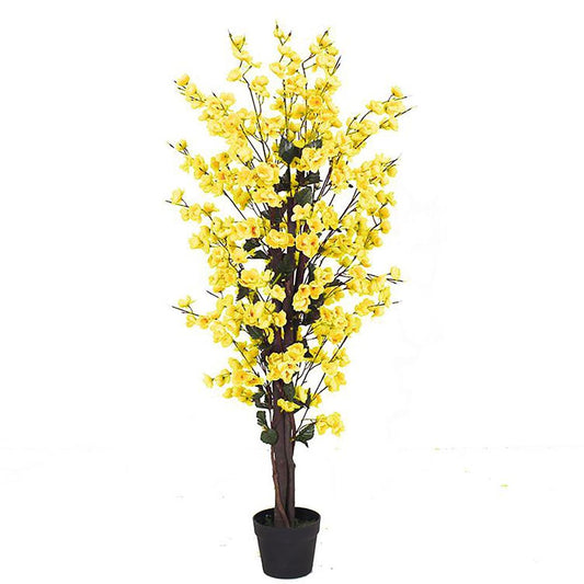 120cm Artificial Yellow Blossom Tree - Bright Faux Floral Display for Cheerful Home Decor