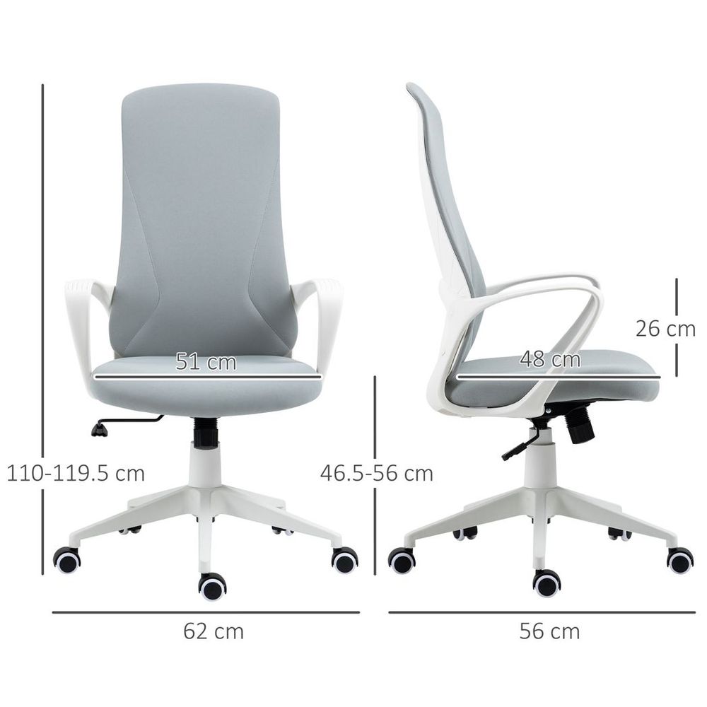 Grey High-Back Home Office Chair with Elastic Height Adjustment Feature