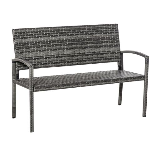 Grey Rattan 2-Seater Garden Bench - Stylish Outdoor Comfort