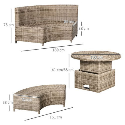 Versatile 8-Seater Rattan Daybed with Adjustable Table & Plush Olefin Cushions