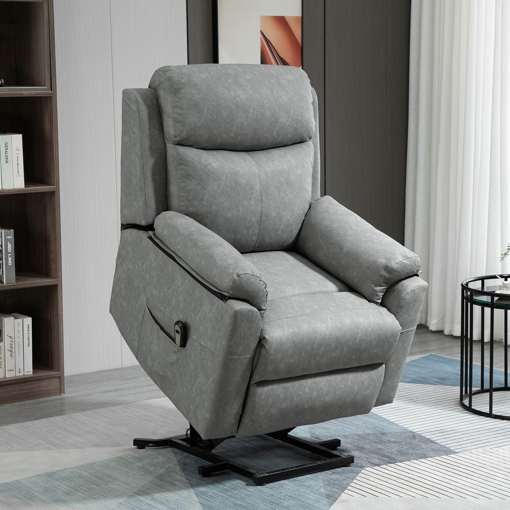 Grey Power Lift Chair with Electric Riser Function and Remote Control for Comfort