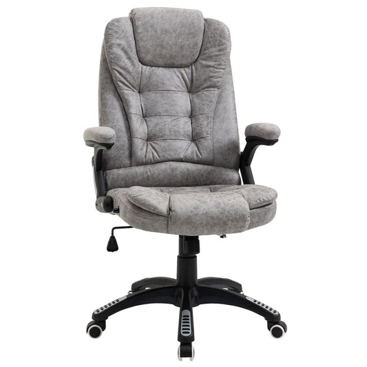 Grey High Back Home Office Chair with Armrests and Swivel Wheels for Ease