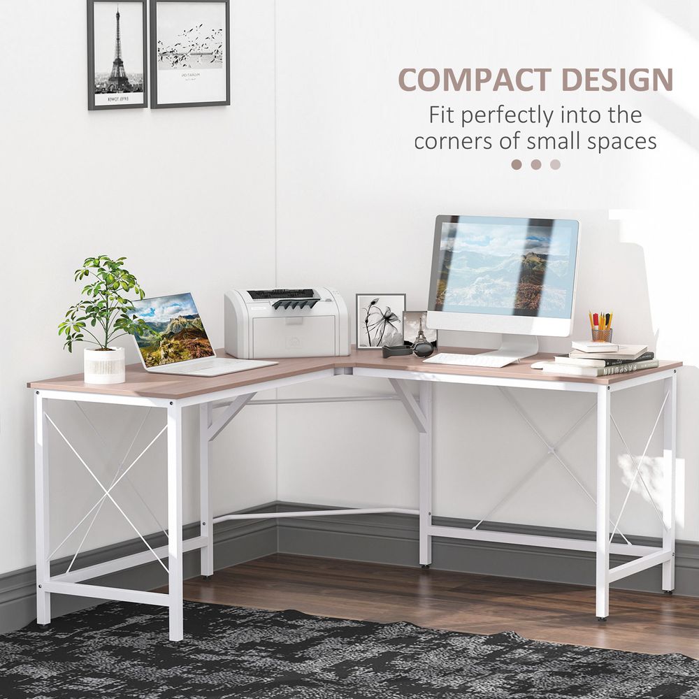 Oak Corner L-Shape Desk, Perfect for Home Office and Gaming Computer Workstation